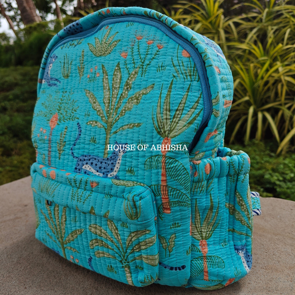 Aqua Quilted Kids Backpack