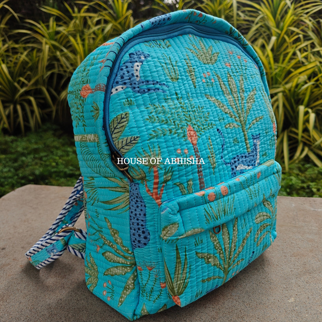 Aqua Quilted Kids Backpack