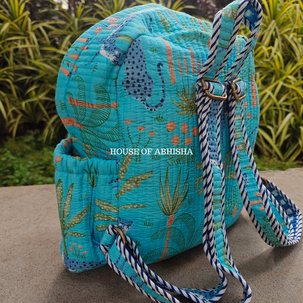 Aqua Quilted Kids Backpack