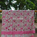 Pink Elephant Handblock Waffle Cotton Towel