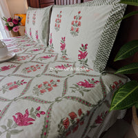 Rani Bagh Handblock Premium Cotton Bedsheet Set