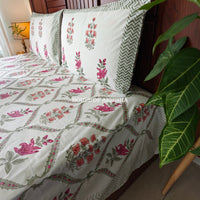 Rani Bagh Handblock Premium Cotton Bedsheet Set
