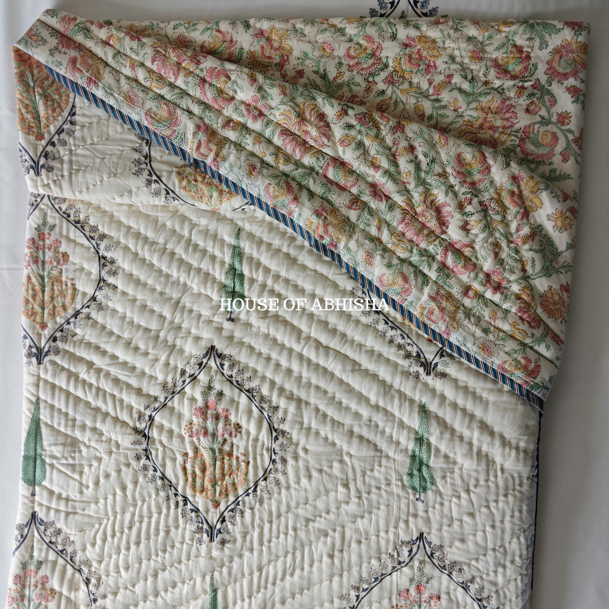Mughal Bagh Reversible Organic Mulmul Cotton Quilt