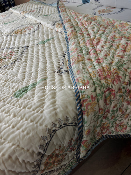 Mughal Bagh Reversible Organic Mulmul Cotton Quilt