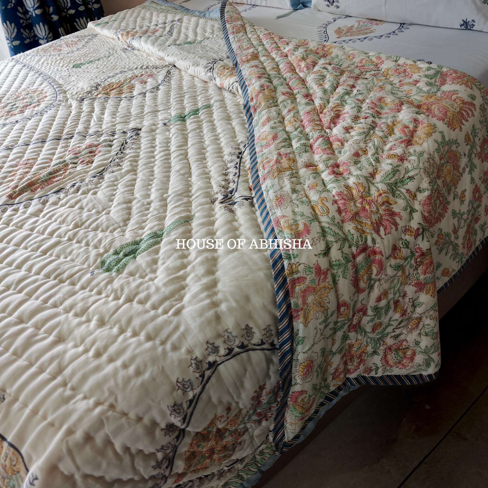 Mughal Bagh Reversible Organic Mulmul Cotton Quilt