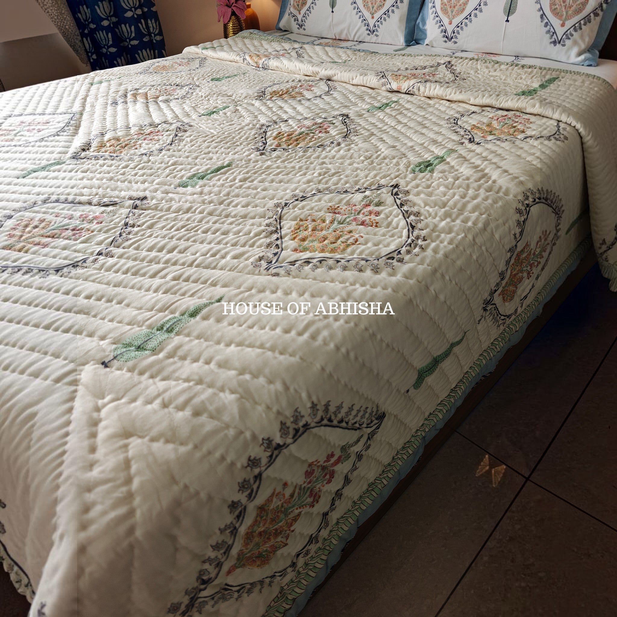 Mughal Bagh Reversible Organic Mulmul Cotton Quilt