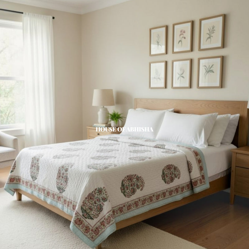 Paisley Reversible Organic Mulmul Cotton Quilt – Set of 2