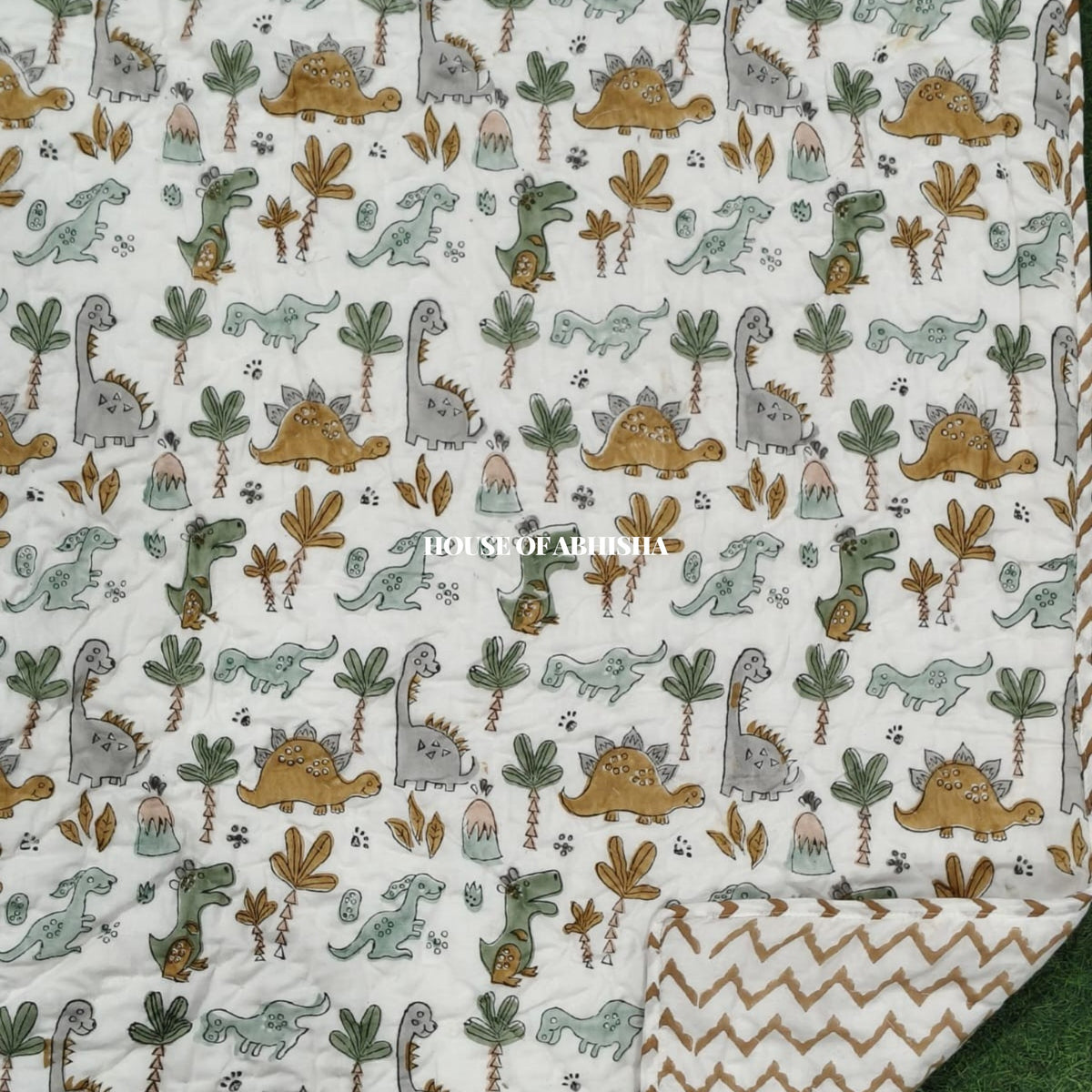 Jungle Safari Handblock Printed Mulmul Kids Quilt