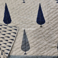 Blue Cyprus Reversible Organic Mulmul Cotton Quilt – Set of 2