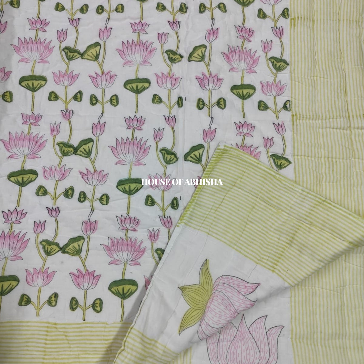 Pink Bloom Reversible Organic Mulmul Cotton Quilt – Set of 2