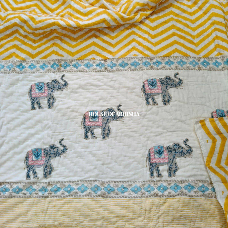 Royal Majestic Reversible Organic Mulmul Cotton Quilt – Set of 2