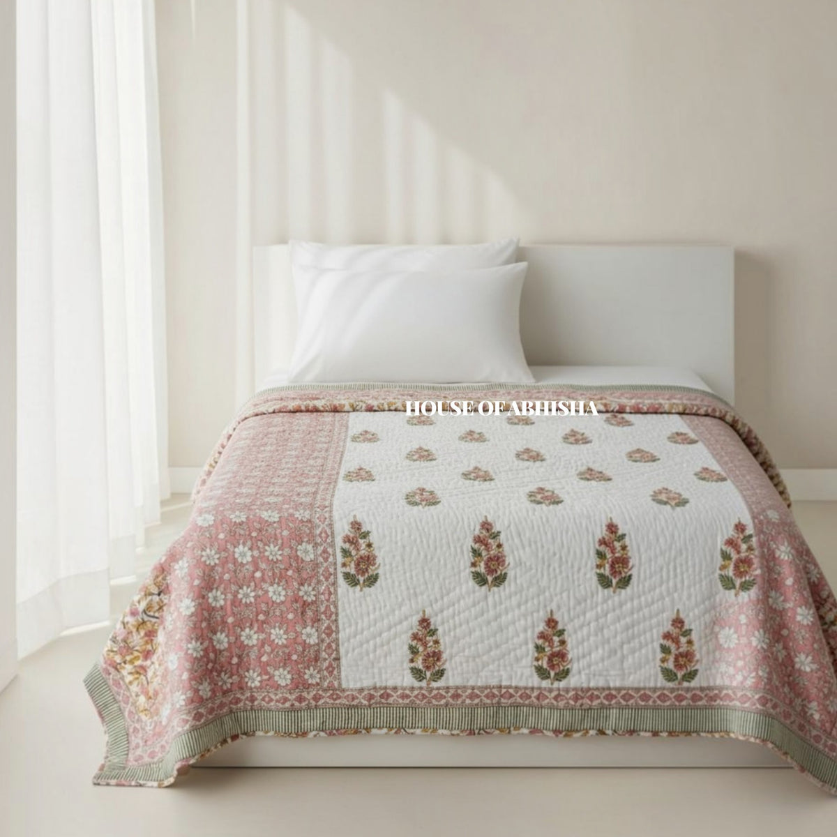 Mughal Bagh Reversible Organic Mulmul Cotton Quilt – Set of 2
