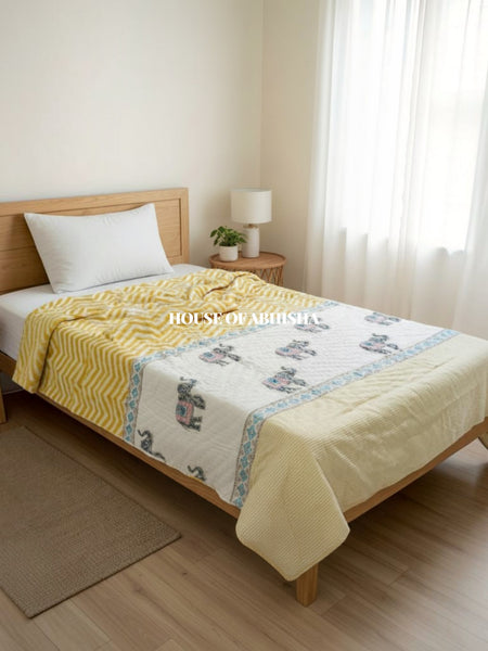 Royal Majestic Reversible Organic Mulmul Cotton Quilt – Set of 2