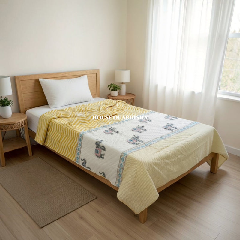 Royal Majestic Reversible Organic Mulmul Cotton Quilt – Set of 2