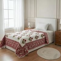 Red Marigold Reversible Organic Mulmul Cotton Quilt – Set of 2
