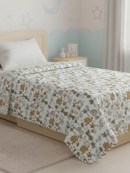 Jungle Safari Handblock Printed Mulmul Kids Quilt