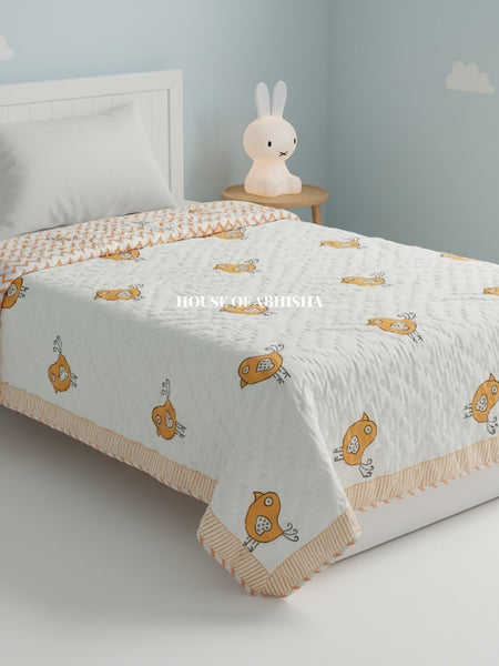 Tiny Tales Handblock Printed Mulmul Kids Quilt