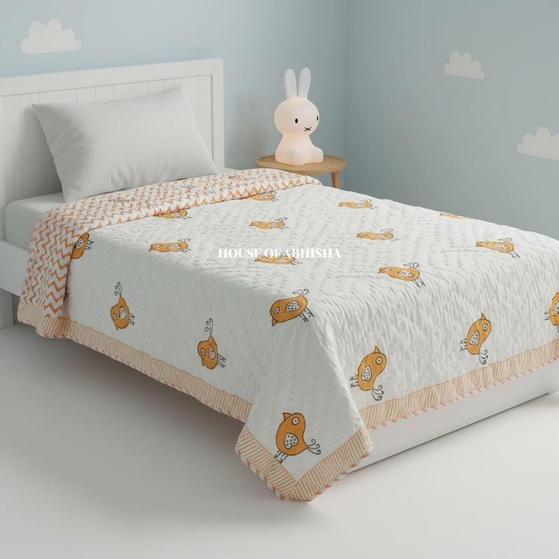 Tiny Tales Handblock Printed Mulmul Kids Quilt