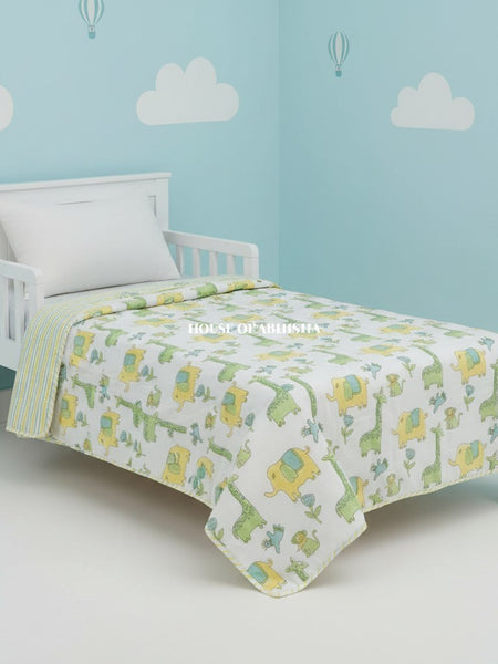 Jolly Jungle Handblock Printed Mulmul Kids Dohar / AC Blanket