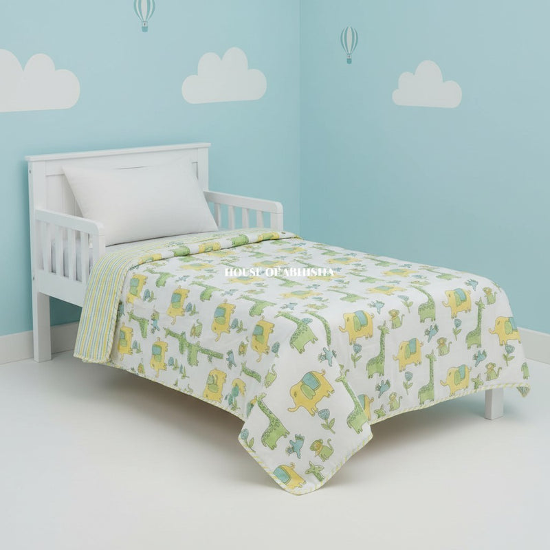 Jolly Jungle Handblock Printed Mulmul Kids Dohar / AC Blanket