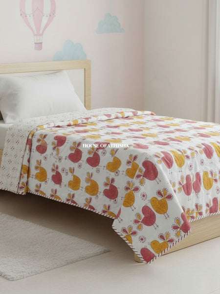 Morning Song Handblock Printed Mulmul Kids Dohar / AC Blanket