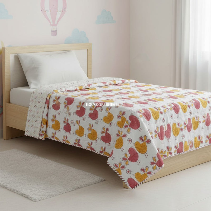Morning Song Handblock Printed Mulmul Kids Dohar / AC Blanket