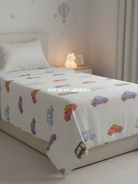 Cars Handblock Printed Mulmul Kids Dohar / AC Blanket