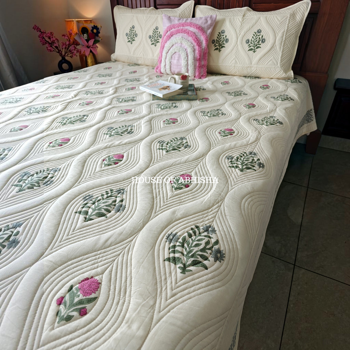 French Garden Royal Embossed Quilted Bedcover