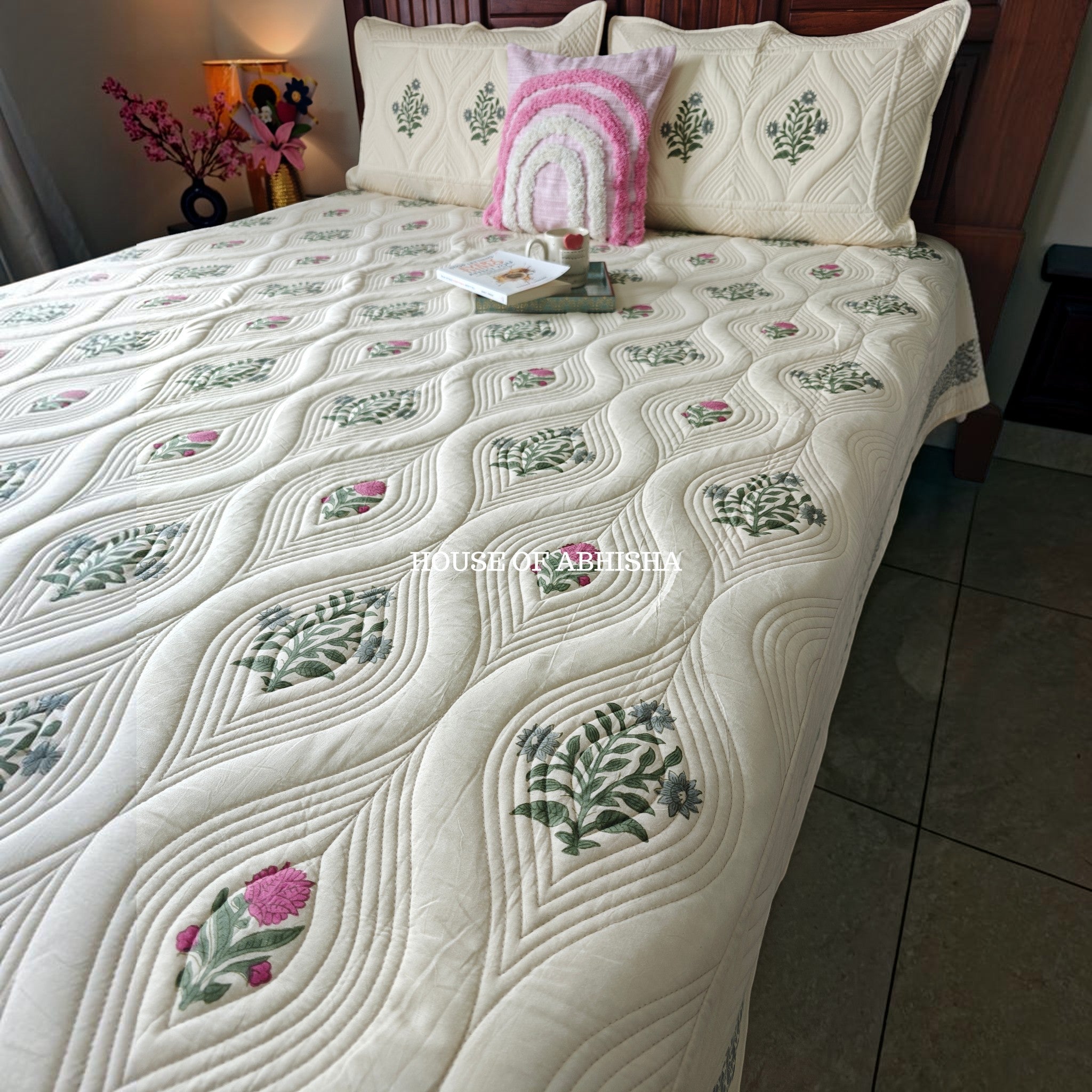 French Garden Royal Embossed Quilted Bedcover