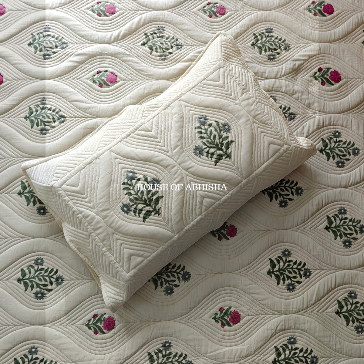 French Garden Royal Embossed Quilted Bedcover