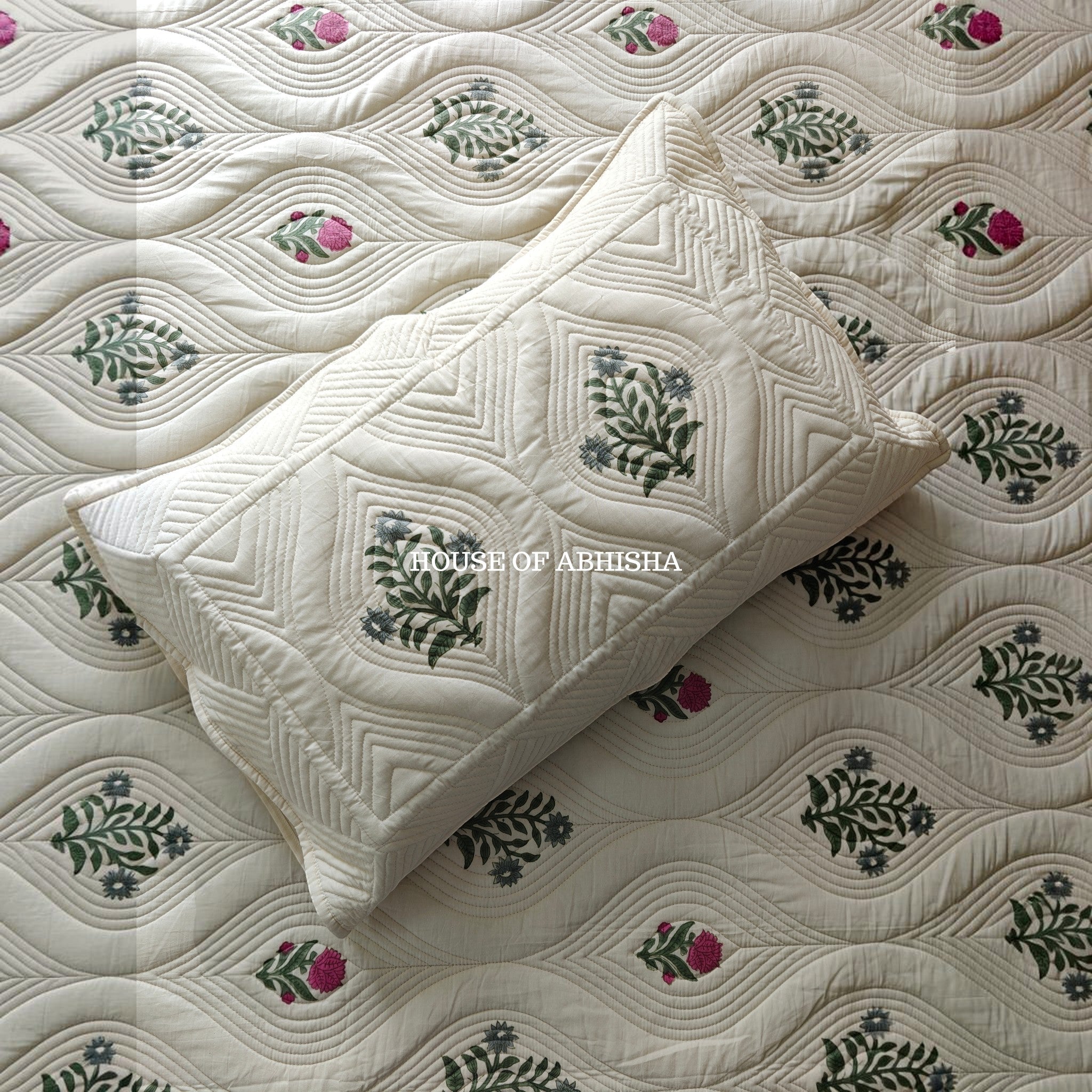 French Garden Royal Embossed Quilted Bedcover