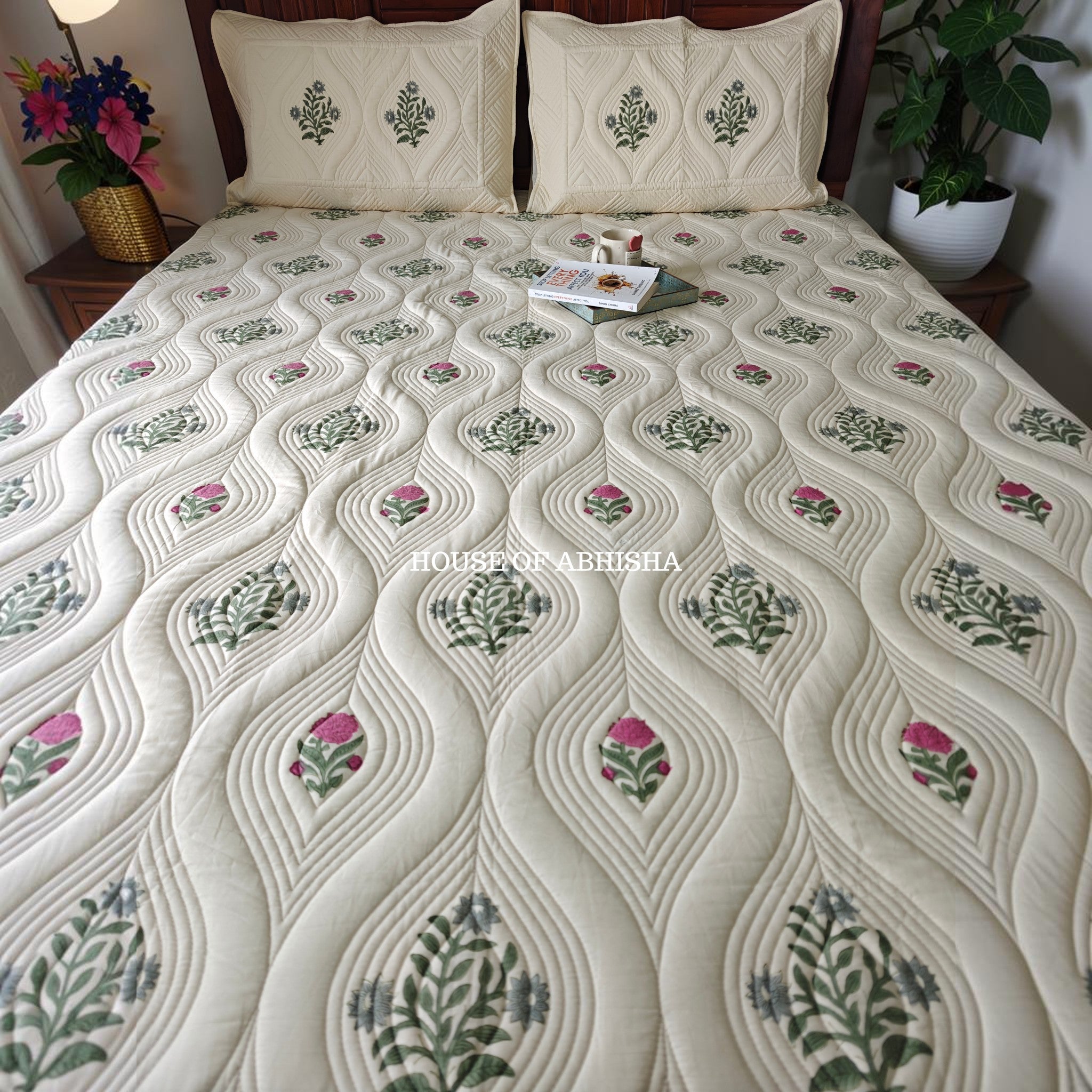 French Garden Royal Embossed Quilted Bedcover