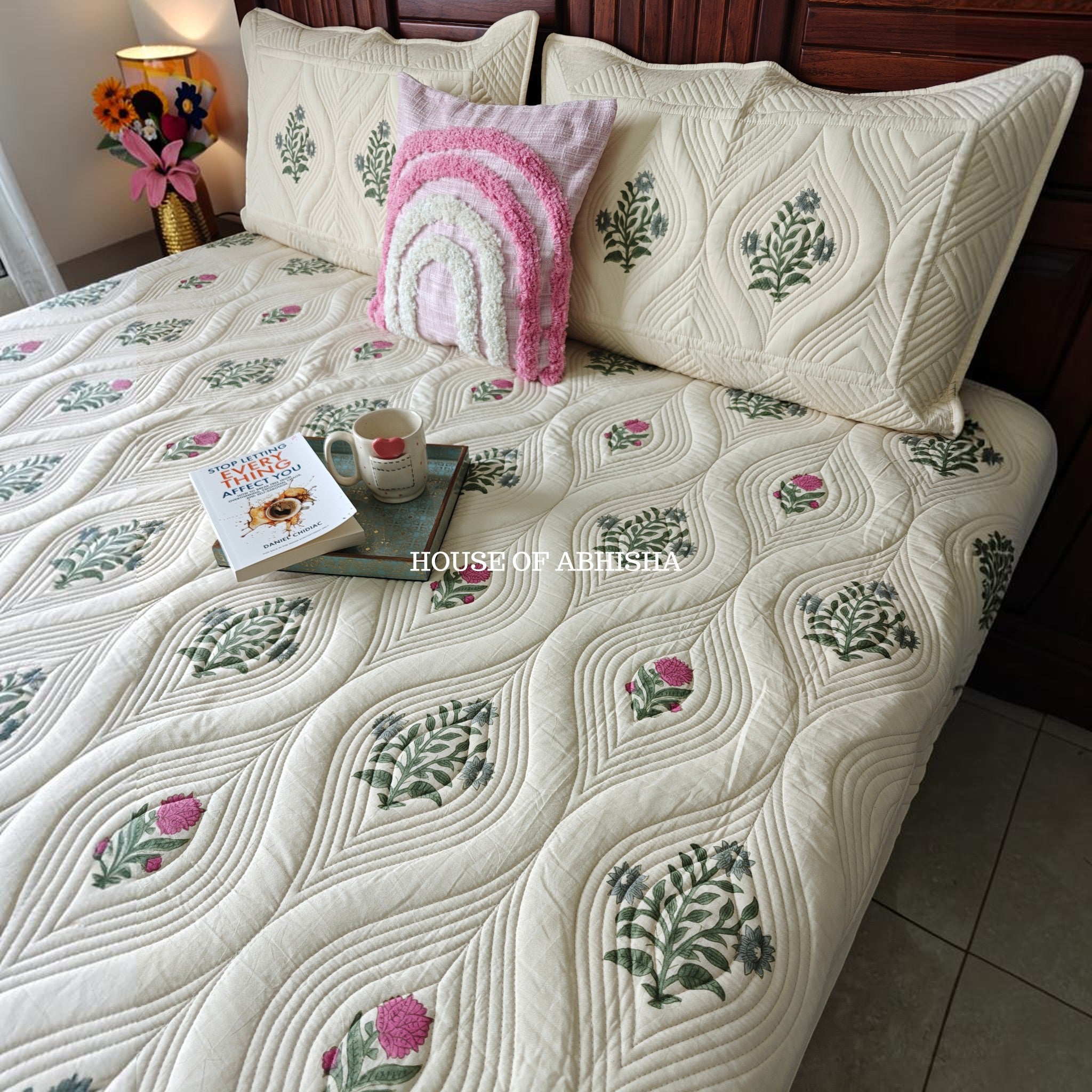 French Garden Royal Embossed Quilted Bedcover