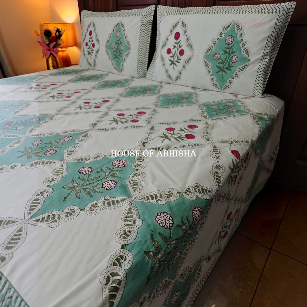 Gulmohar Premium Organic Cotton Handblock Bedsheet