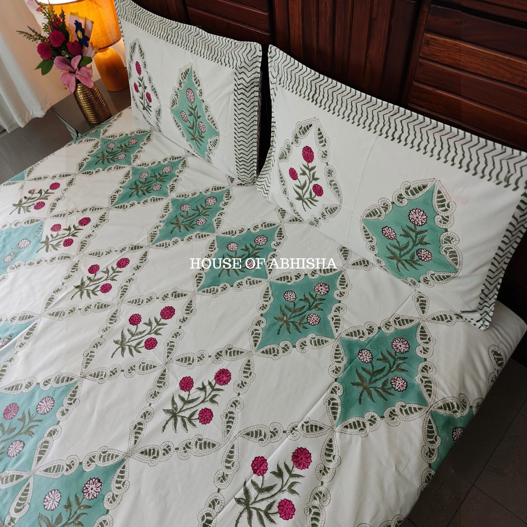 Gulmohar Premium Organic Cotton Handblock Bedsheet