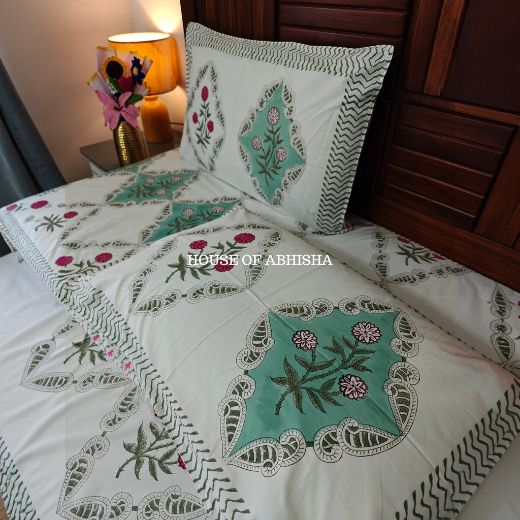 Gulmohar Premium Organic Cotton Handblock Bedsheet
