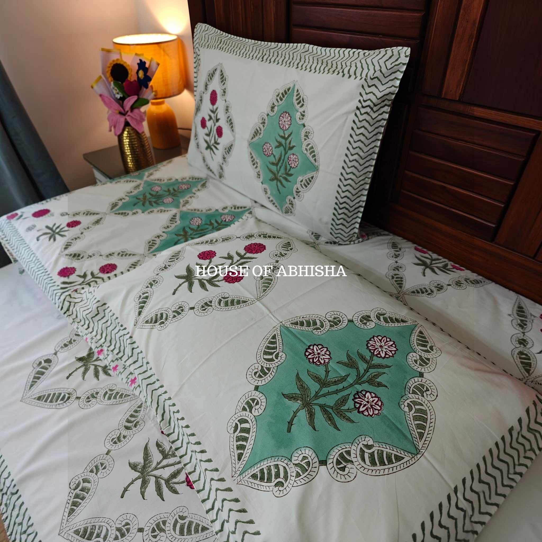Gulmohar Premium Organic Cotton Handblock Bedsheet