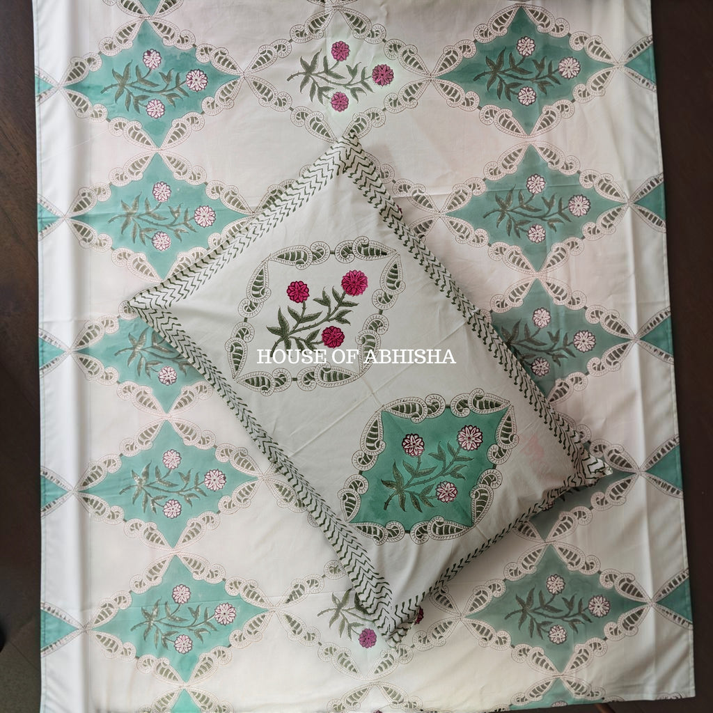 Gulmohar Premium Organic Cotton Handblock Bedsheet
