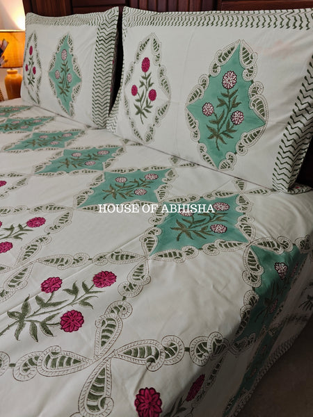 Gulmohar Hand Block Premium Bedsheet Set