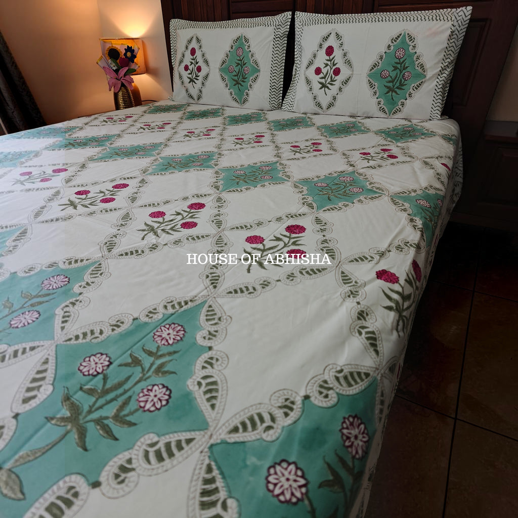 Gulmohar Premium Organic Cotton Handblock Bedsheet