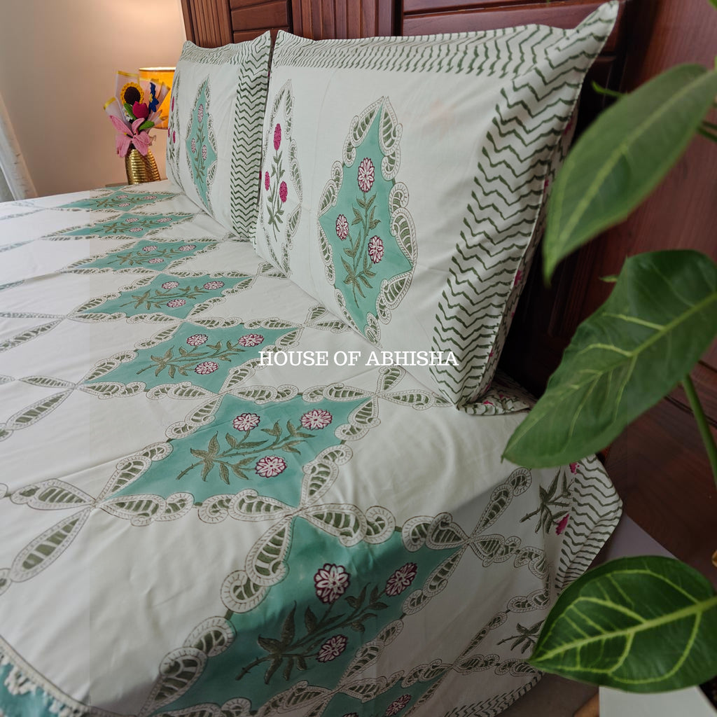 Gulmohar Premium Organic Cotton Handblock Bedsheet