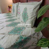Gulmohar Hand Block Premium Bedsheet Set