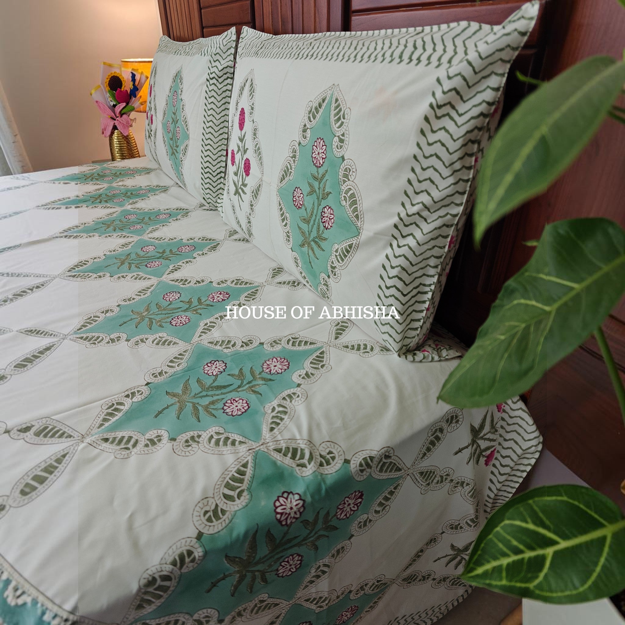Gulmohar Premium Organic Cotton Handblock Bedsheet