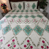 Gulmohar Hand Block Premium Bedsheet Set