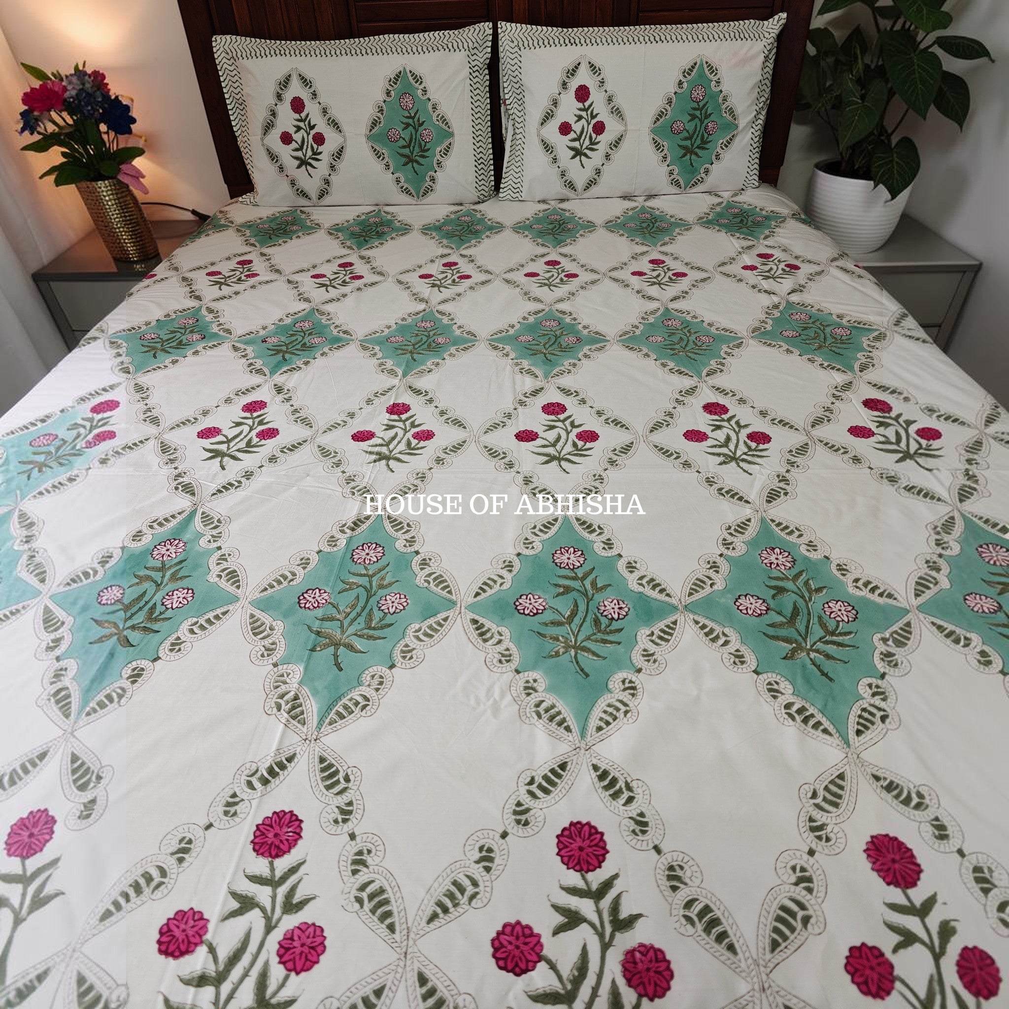 Gulmohar Premium Organic Cotton Handblock Bedsheet