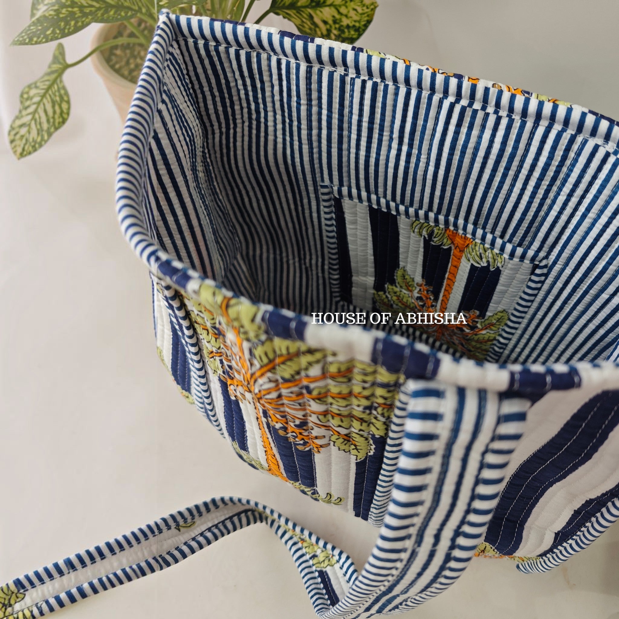 Tropical Palm Mini Quilted Cotton Tote Bag