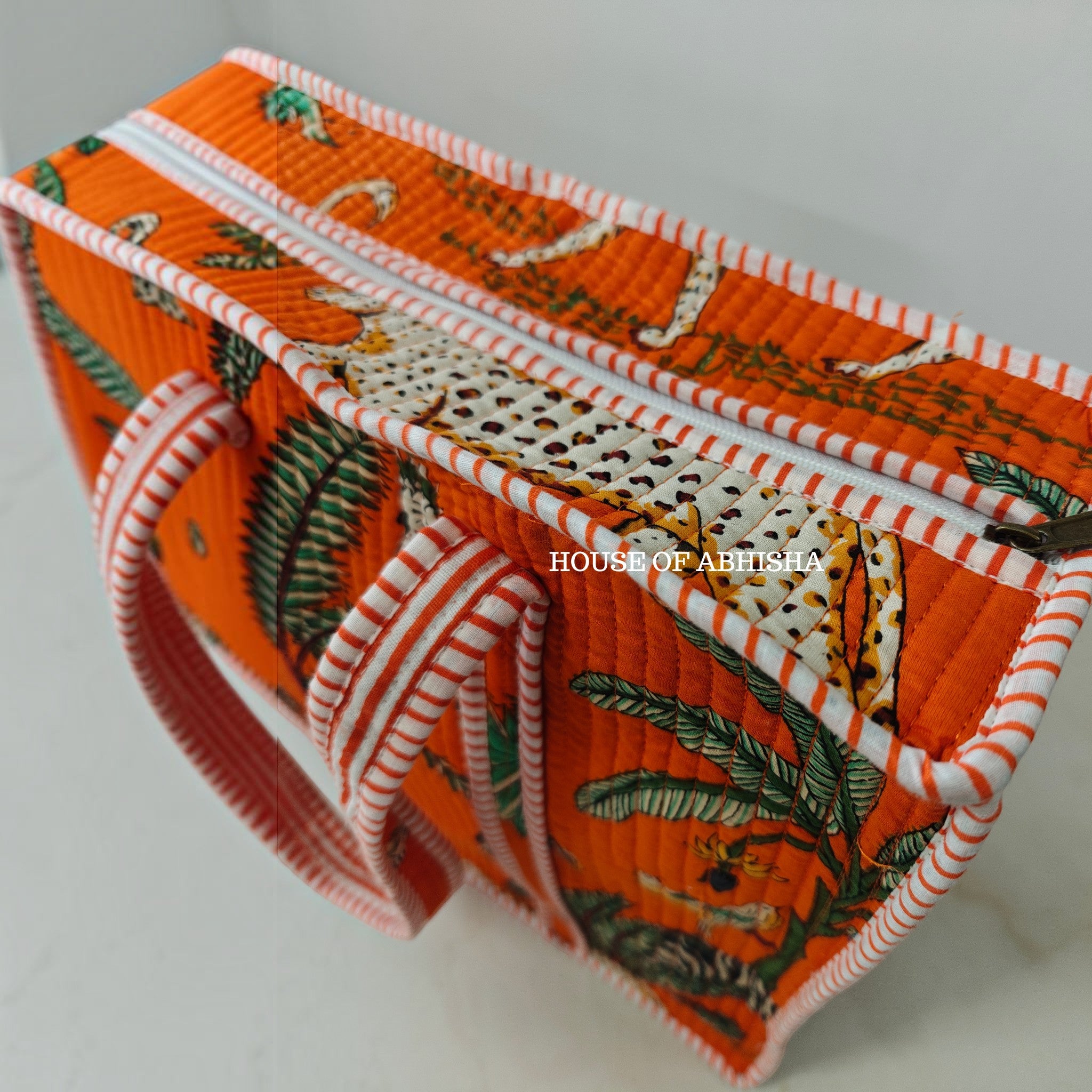 Orange Jungle Quilted Cotton Tote Bag