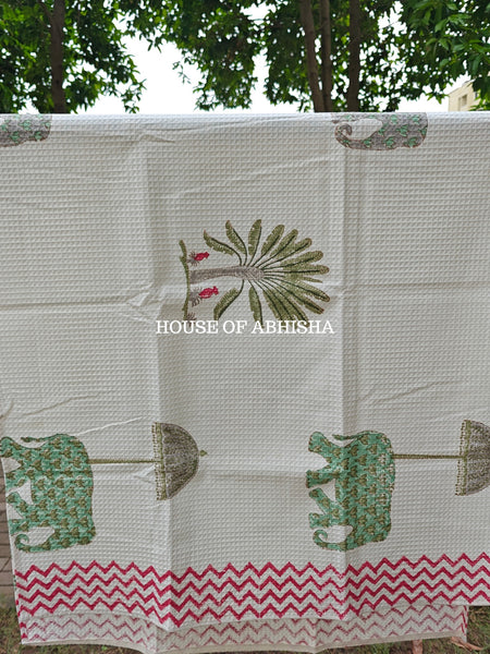 Royal Palm Handblock Waffle Cotton Towel