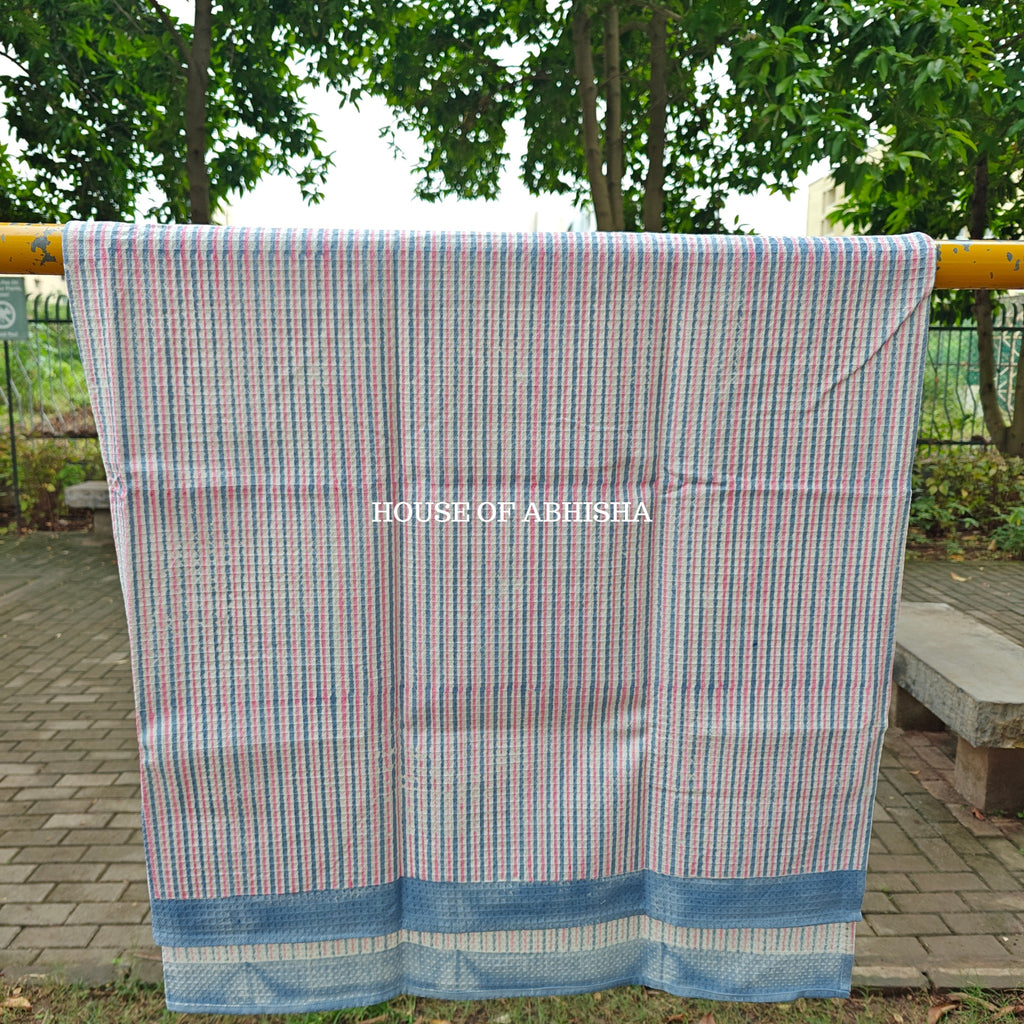 Stripes Handblock Waffle Cotton Towel