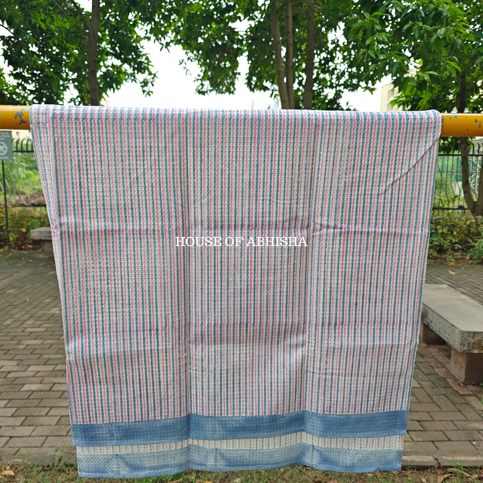 Stripes Handblock Waffle Cotton Towel
